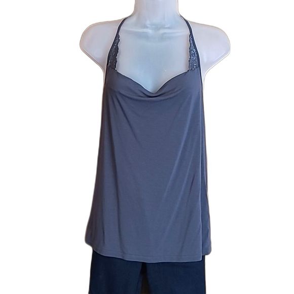 Express Cowl Neck Camisole Tank Top Lace Racerback Cami Draped Plunging Neckline - Picture 1 of 17